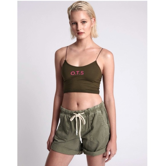 One Teaspoon Tops - NWT OTS dark khaki boxer crop top